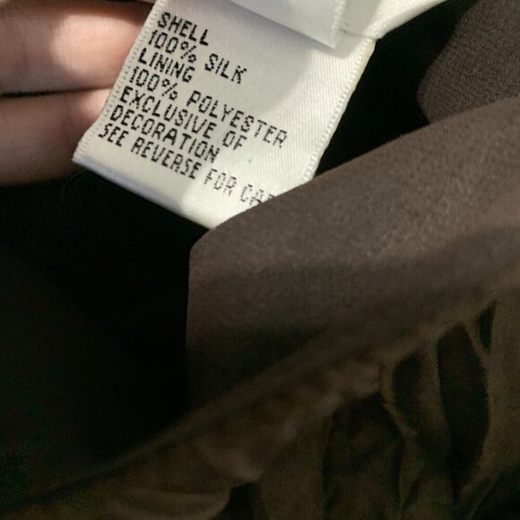 Talbots Women’s Crepe SILK Maxi Skirt 6 Brown Beaded Sequin Boho Glam Chic - Picture 10 of 12